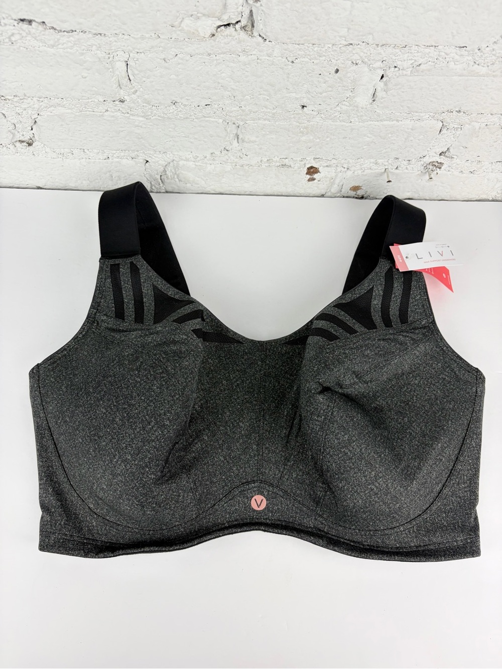 Cacique Grey Black Max Support Underwire Sports Bra 44H